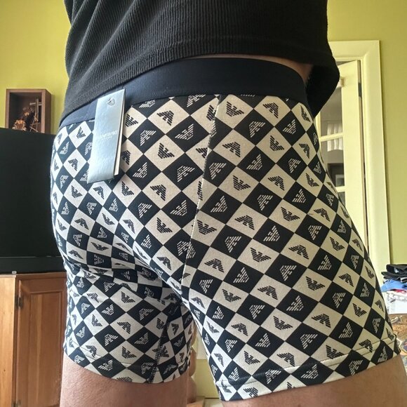 NWT Authentic GA EMPORIO ARMANI All-Over Logo STRETCH COTTON TRUNKS (2) Size M - Picture 8 of 15